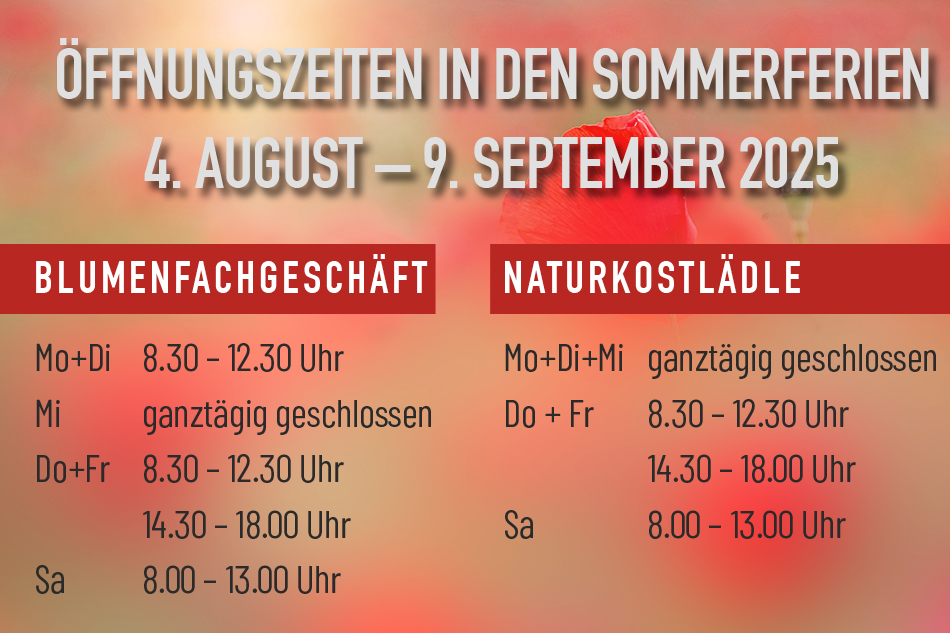 Öffnungszeiten über die Sommerferien