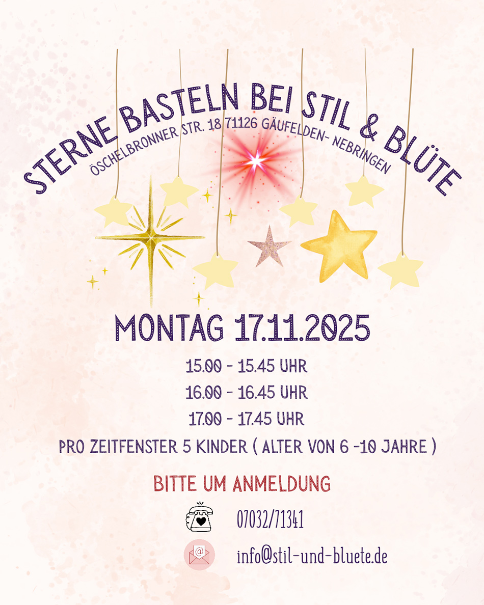 Sterne Basteln bei Stil & Blüte Nebringen